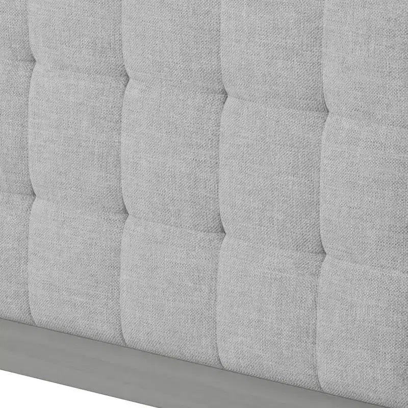 Lit plateforme capitonné Queen avec tête de lit, cadre de lit plateforme capitonné en bois massif pour chambre à coucher, Gris