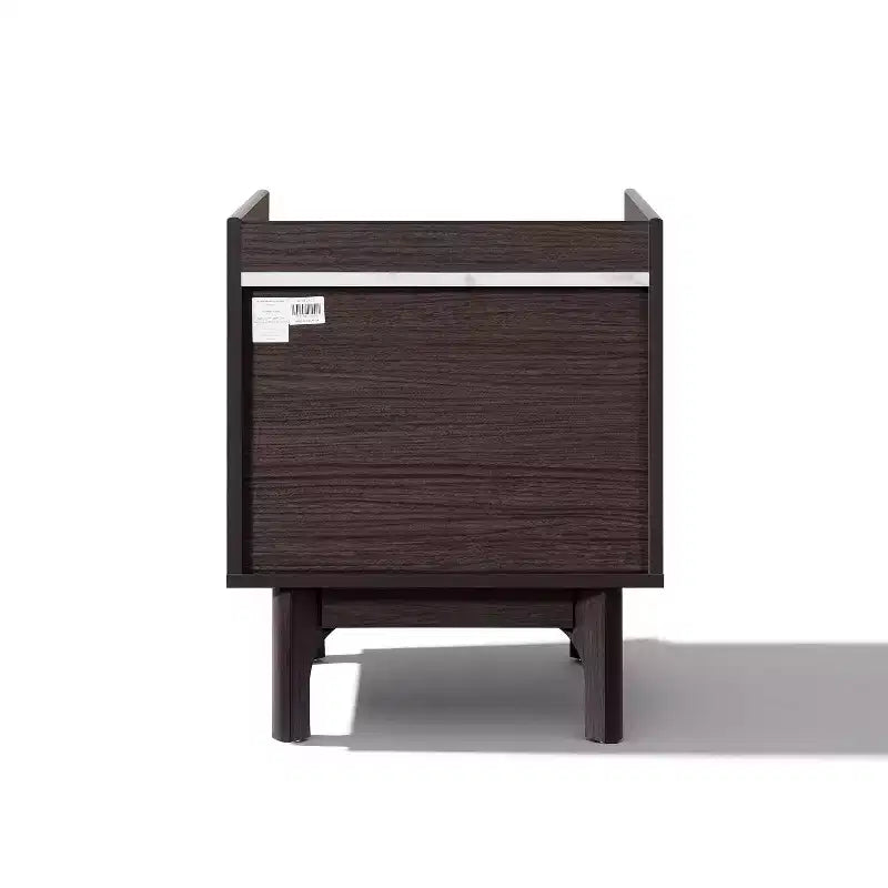Table de chevet moderne LuxenHome avec plateau en faux marbre, 23, table de chevet wengé noir avec tiroir marron
