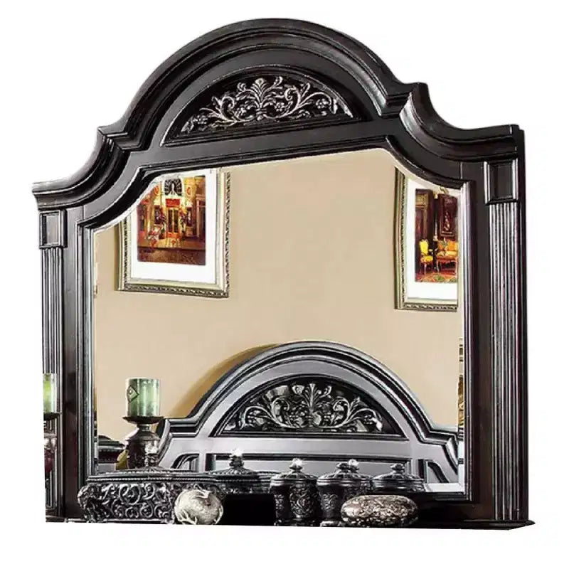 Miroir de commode, 49 pouces sculpté floral noyer marron bois massif