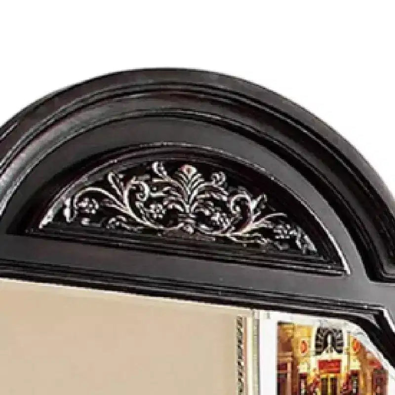 Miroir de commode, 49 pouces sculpté floral noyer marron bois massif