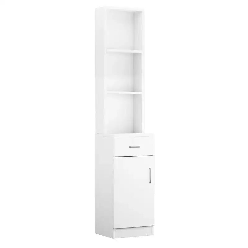 Meuble de rangement pour barbier en MDF 5 compartiments 1 tiroir 1 porte