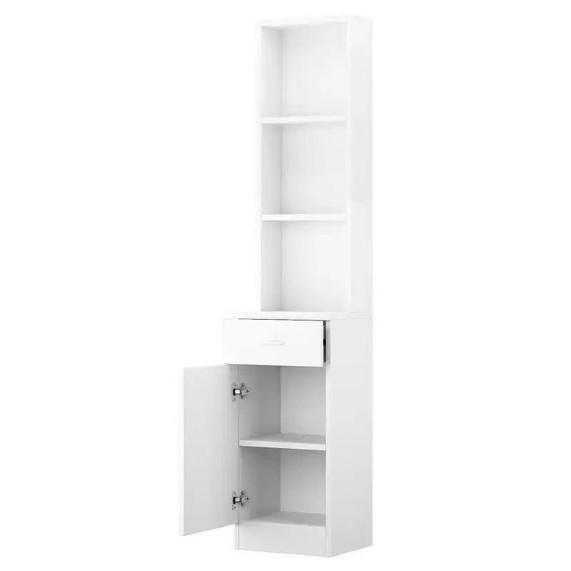 Meuble de rangement pour barbier en MDF 5 compartiments 1 tiroir 1 porte