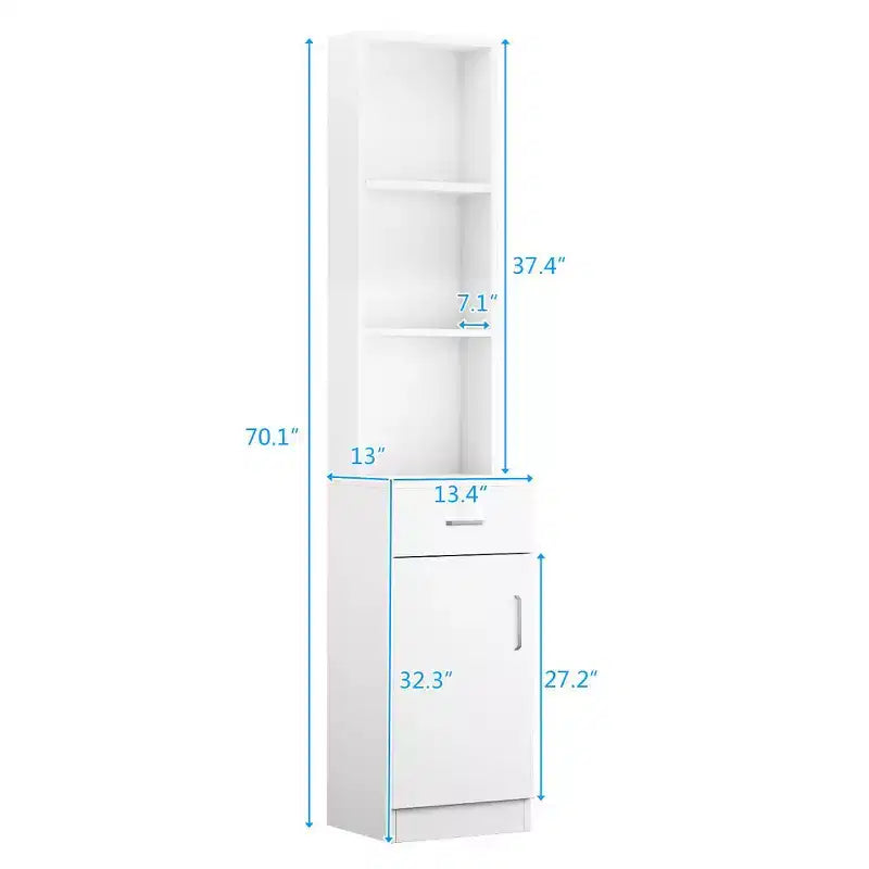 Meuble de rangement pour barbier en MDF 5 compartiments 1 tiroir 1 porte