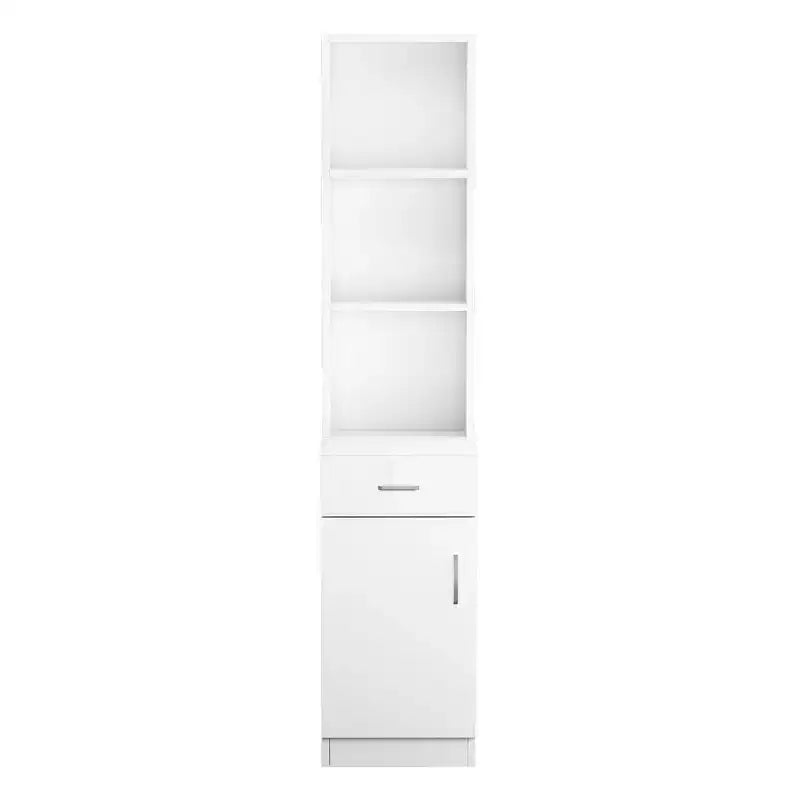 Meuble de rangement pour barbier en MDF 5 compartiments 1 tiroir 1 porte