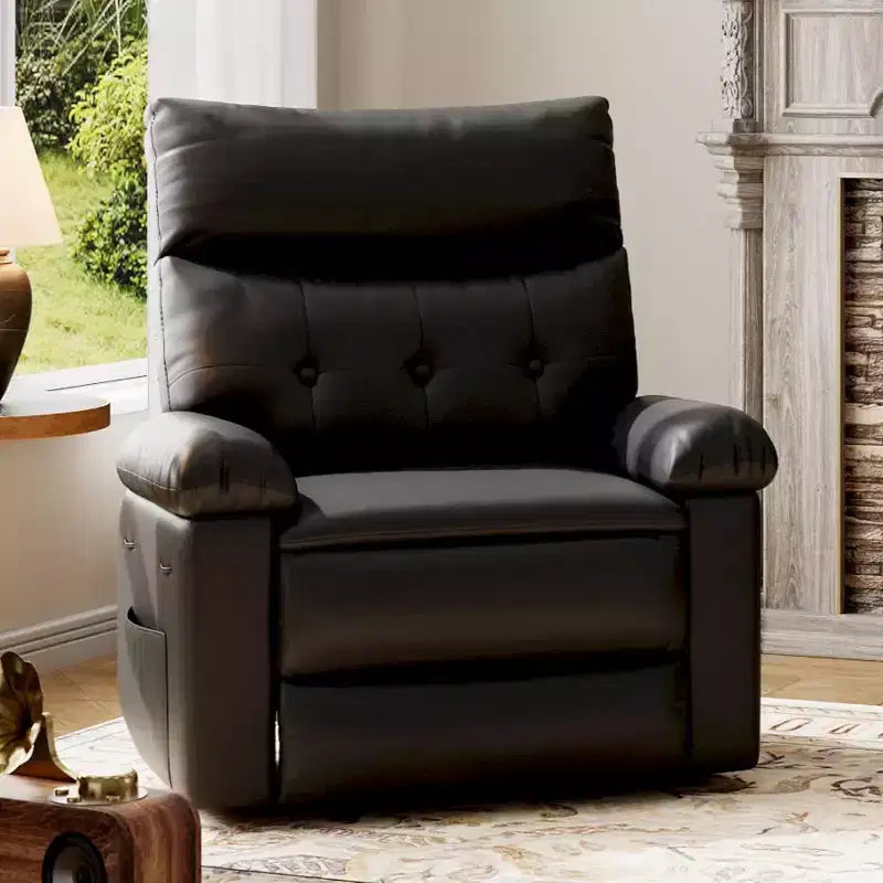 Fauteuil inclinable XL – Fauteuil inclinable manuel en cuir PU pour adultes, Fauteuil relax confortable avec accoudoirs et dossier rembourrés, Poche latérale, Canapé simple
