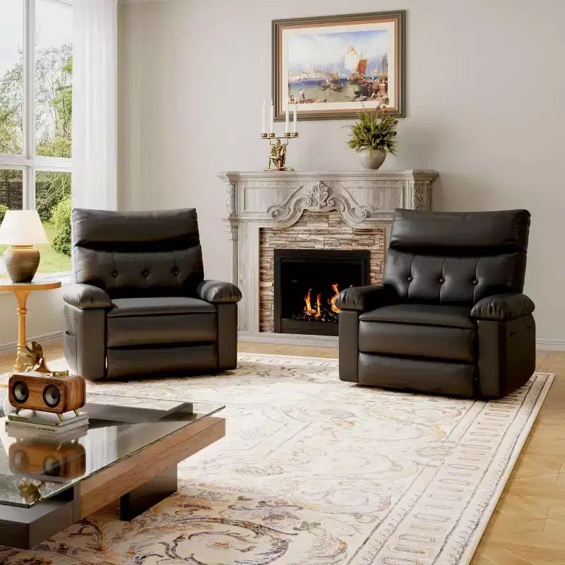 Fauteuil inclinable XL – Fauteuil inclinable manuel en cuir PU pour adultes, Fauteuil relax confortable avec accoudoirs et dossier rembourrés, Poche latérale, Canapé simple
