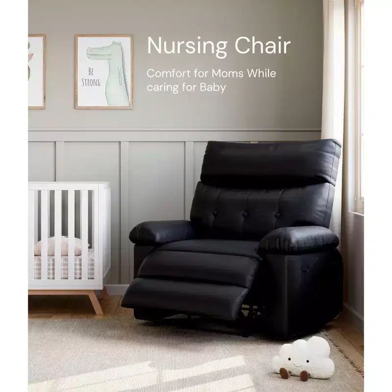 Fauteuil inclinable XL – Fauteuil inclinable manuel en cuir PU pour adultes, Fauteuil relax confortable avec accoudoirs et dossier rembourrés, Poche latérale, Canapé simple