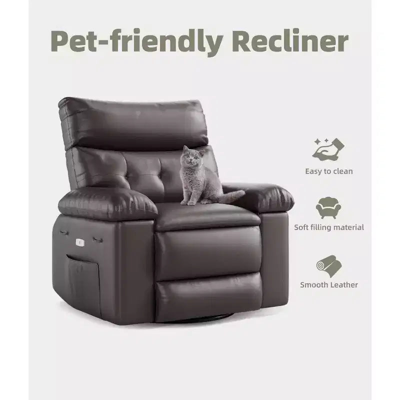 Fauteuil inclinable XL – Fauteuil inclinable manuel en cuir PU pour adultes, Fauteuil relax confortable avec accoudoirs et dossier rembourrés, Poche latérale, Canapé simple