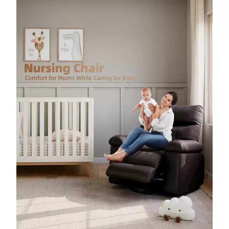 Fauteuil inclinable XL – Fauteuil inclinable manuel en cuir PU pour adultes, Fauteuil relax confortable avec accoudoirs et dossier rembourrés, Poche latérale, Canapé simple