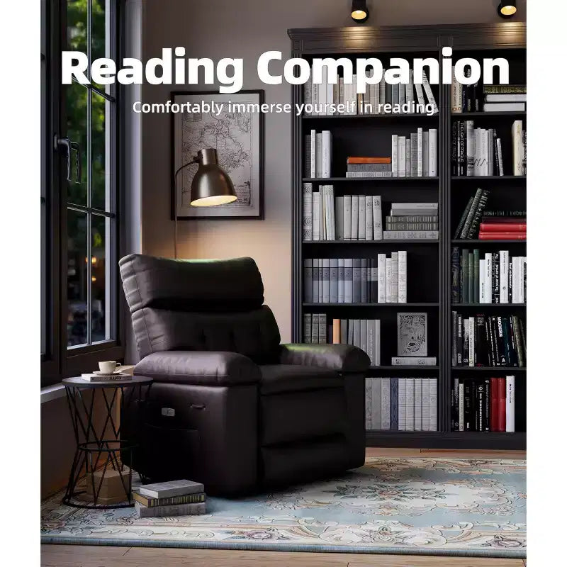 Fauteuil inclinable XL – Fauteuil inclinable manuel en cuir PU pour adultes, Fauteuil relax confortable avec accoudoirs et dossier rembourrés, Poche latérale, Canapé simple