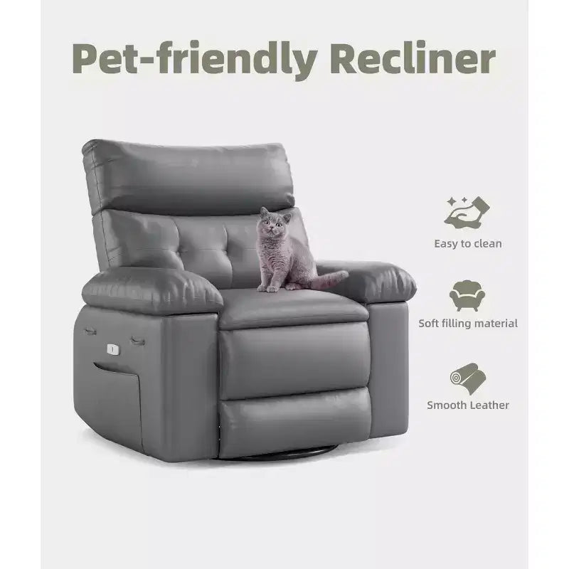 Fauteuil inclinable XL – Fauteuil inclinable manuel en cuir PU pour adultes, Fauteuil relax confortable avec accoudoirs et dossier rembourrés, Poche latérale, Canapé simple