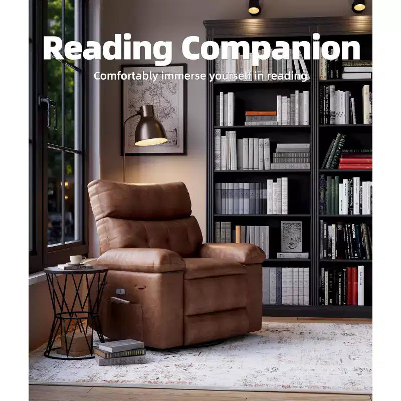 Fauteuil inclinable XL – Fauteuil inclinable manuel en cuir PU pour adultes, Fauteuil relax confortable avec accoudoirs et dossier rembourrés, Poche latérale, Canapé simple