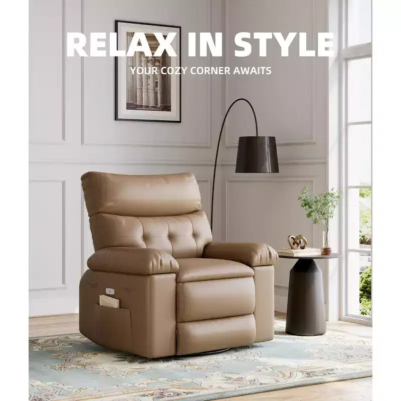 Fauteuil inclinable XL – Fauteuil inclinable manuel en cuir PU pour adultes, Fauteuil relax confortable avec accoudoirs et dossier rembourrés, Poche latérale, Canapé simple