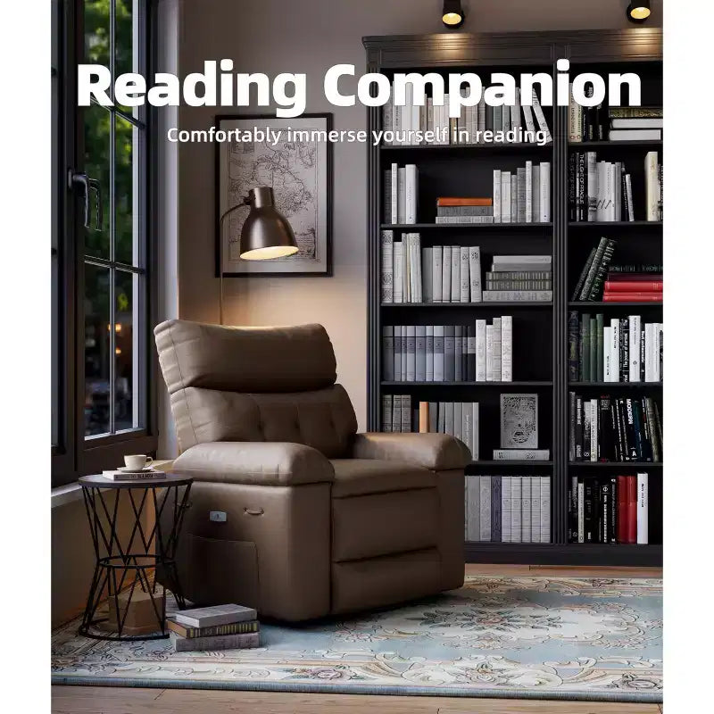 Fauteuil inclinable XL – Fauteuil inclinable manuel en cuir PU pour adultes, Fauteuil relax confortable avec accoudoirs et dossier rembourrés, Poche latérale, Canapé simple