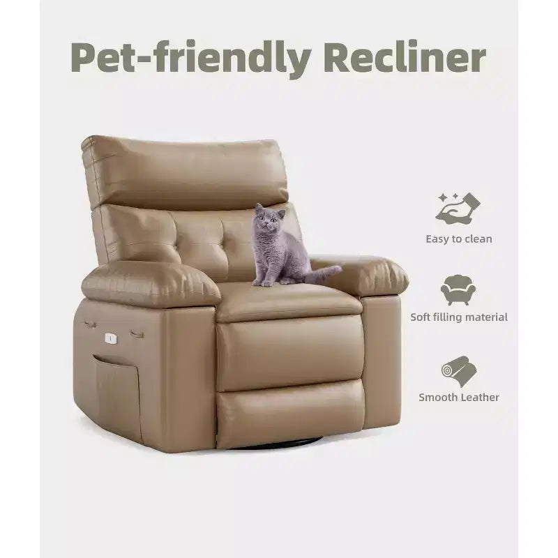 Fauteuil inclinable XL – Fauteuil inclinable manuel en cuir PU pour adultes, Fauteuil relax confortable avec accoudoirs et dossier rembourrés, Poche latérale, Canapé simple