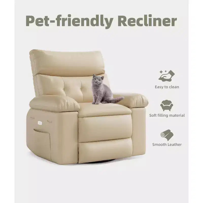 Fauteuil inclinable XL – Fauteuil inclinable manuel en cuir PU pour adultes, Fauteuil relax confortable avec accoudoirs et dossier rembourrés, Poche latérale, Canapé simple