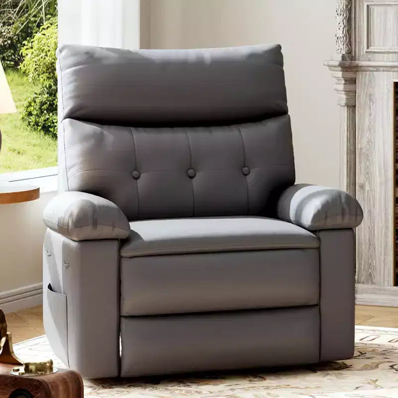 Fauteuil inclinable XL – Fauteuil inclinable manuel en cuir PU pour adultes, Fauteuil relax confortable avec accoudoirs et dossier rembourrés, Poche latérale, Canapé simple