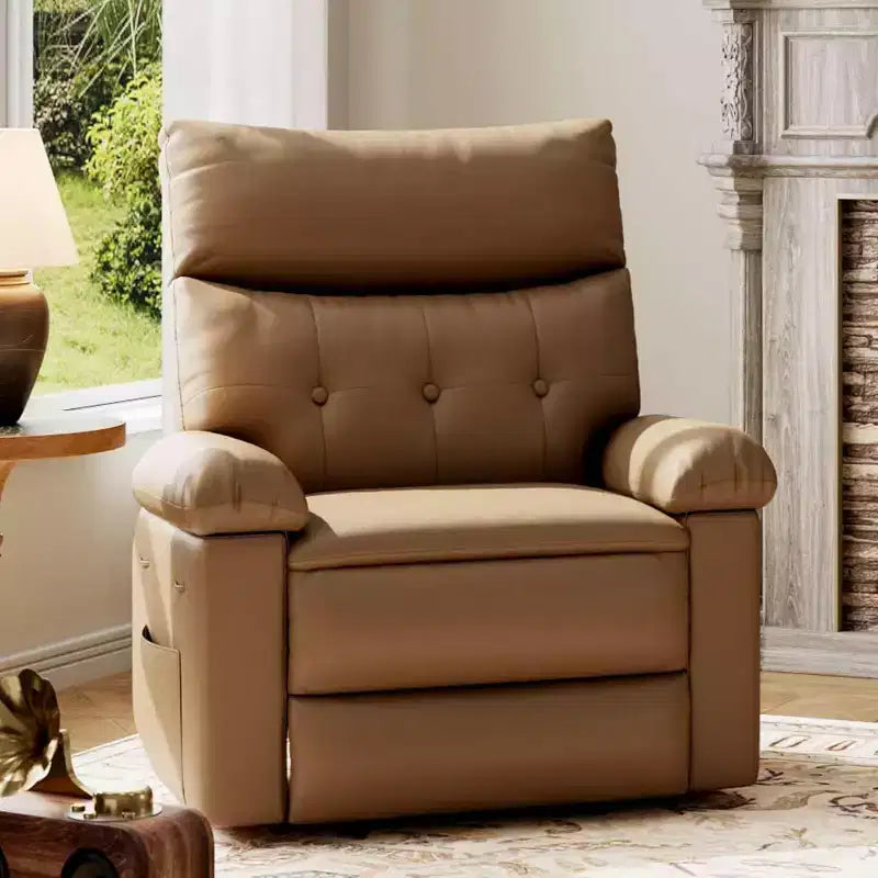 Fauteuil inclinable XL – Fauteuil inclinable manuel en cuir PU pour adultes, Fauteuil relax confortable avec accoudoirs et dossier rembourrés, Poche latérale, Canapé simple