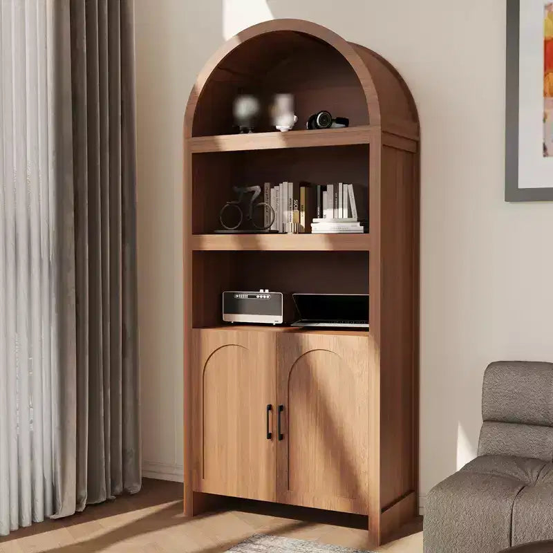 Meuble de cuisine autoportant de 71 po avec portes cintrées, buffet de rangement 5 niveaux avec étagères réglables, meuble de salle de bain avec étagères