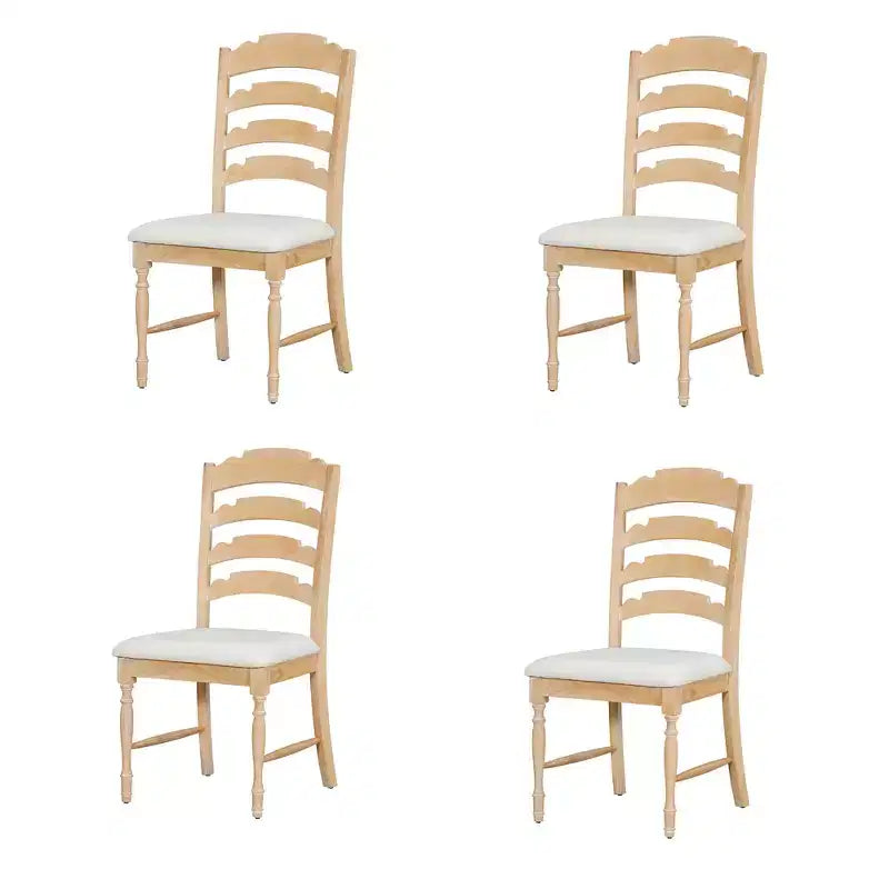 Chaises de salle à manger vintage rembourrées 4 pièces, dossiers crénelés, salle à manger, naturel