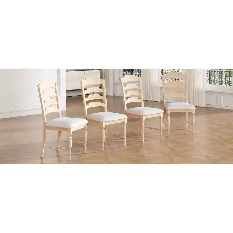 Chaises de salle à manger vintage rembourrées 4 pièces, dossiers crénelés, salle à manger, naturel