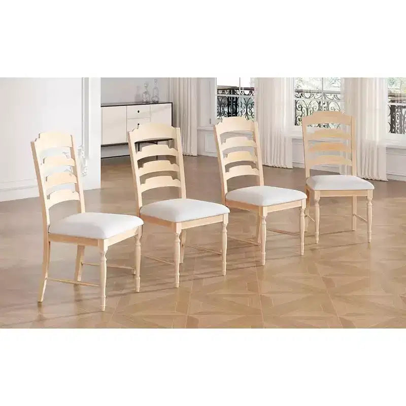 Chaises de salle à manger vintage rembourrées 4 pièces, dossiers crénelés, salle à manger, naturel