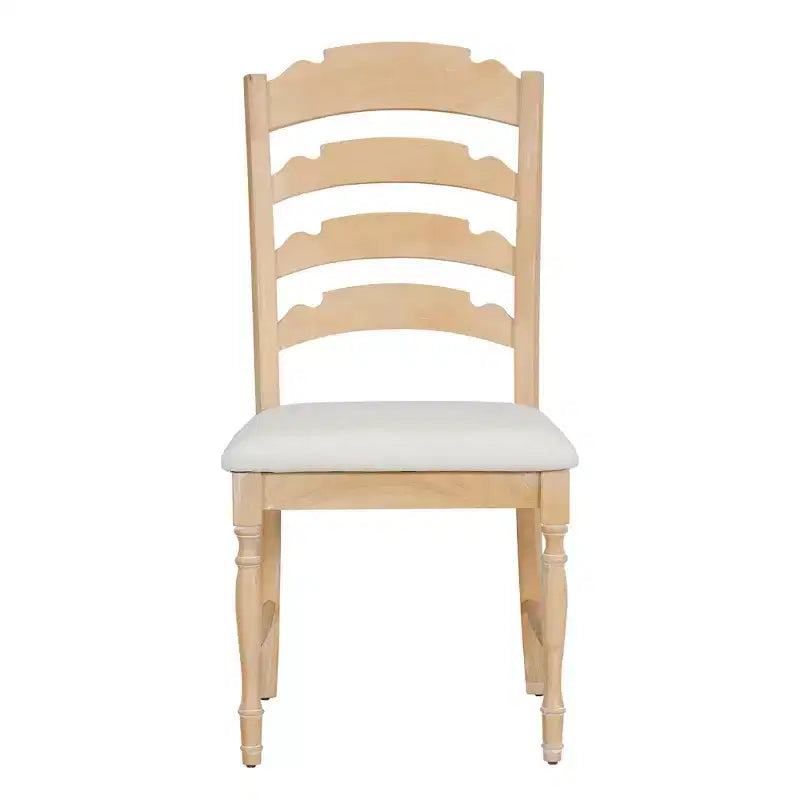 Chaises de salle à manger vintage rembourrées 4 pièces, dossiers crénelés, salle à manger, naturel