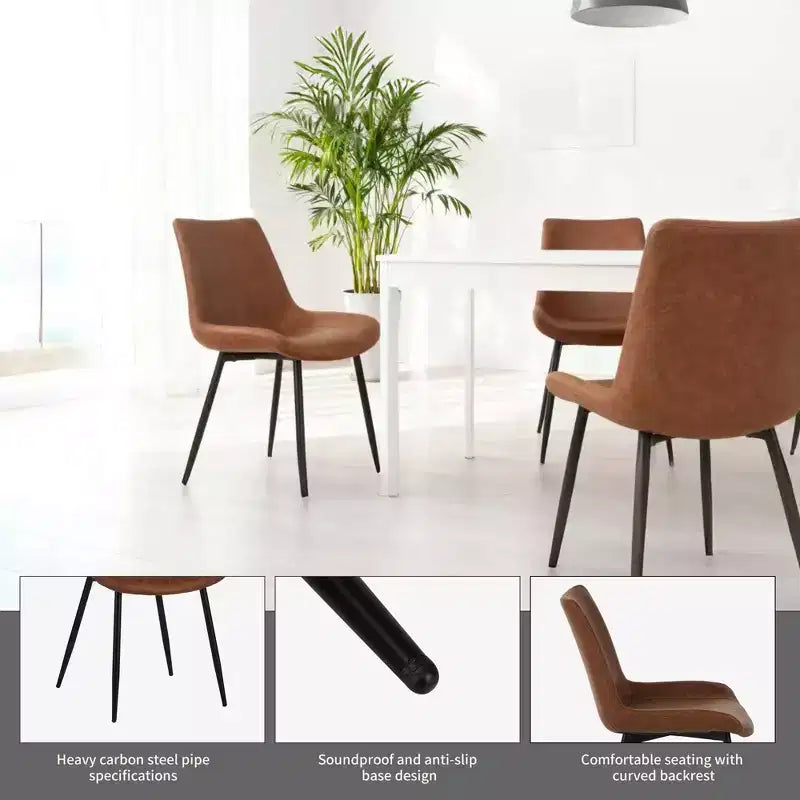 Chaises de salle à manger GDFStudio Riven modernes en similicuir avec cadre en métal (lot de 4)