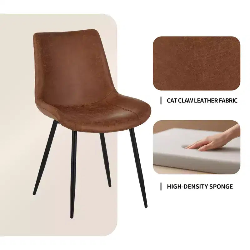 Chaises de salle à manger GDFStudio Riven modernes en similicuir avec cadre en métal (lot de 4)