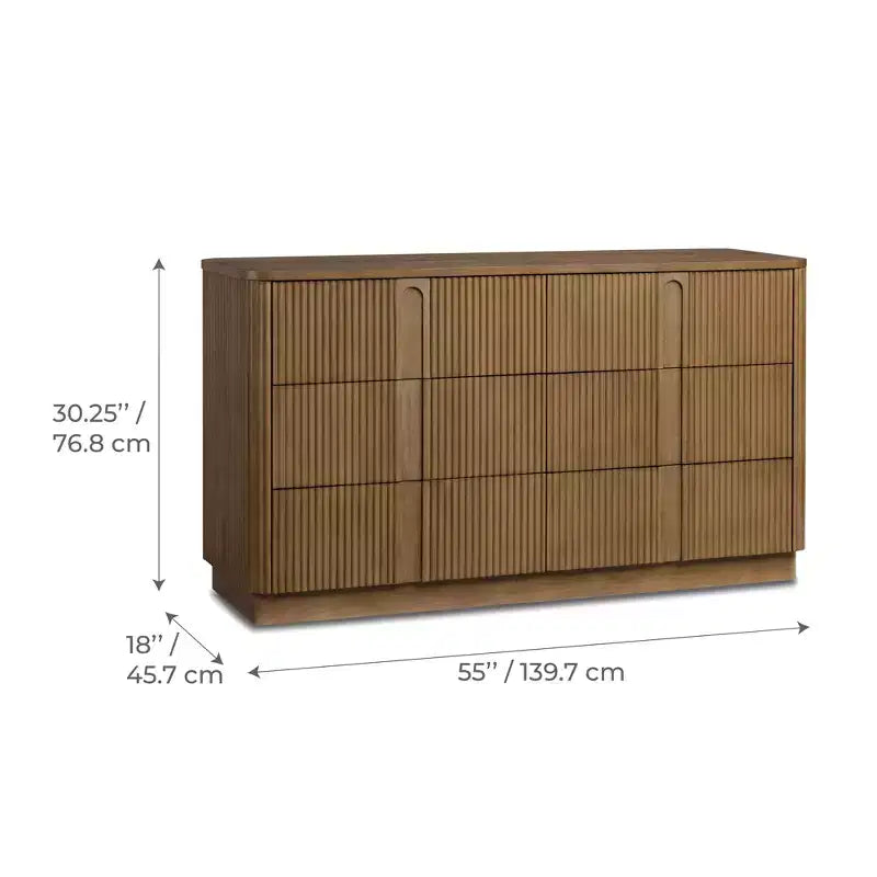 Teamson Home Potomac Commode à 6 tiroirs en bois massif de style bohème moderne avec rangement profond, ouverture par pression et bords arrondis