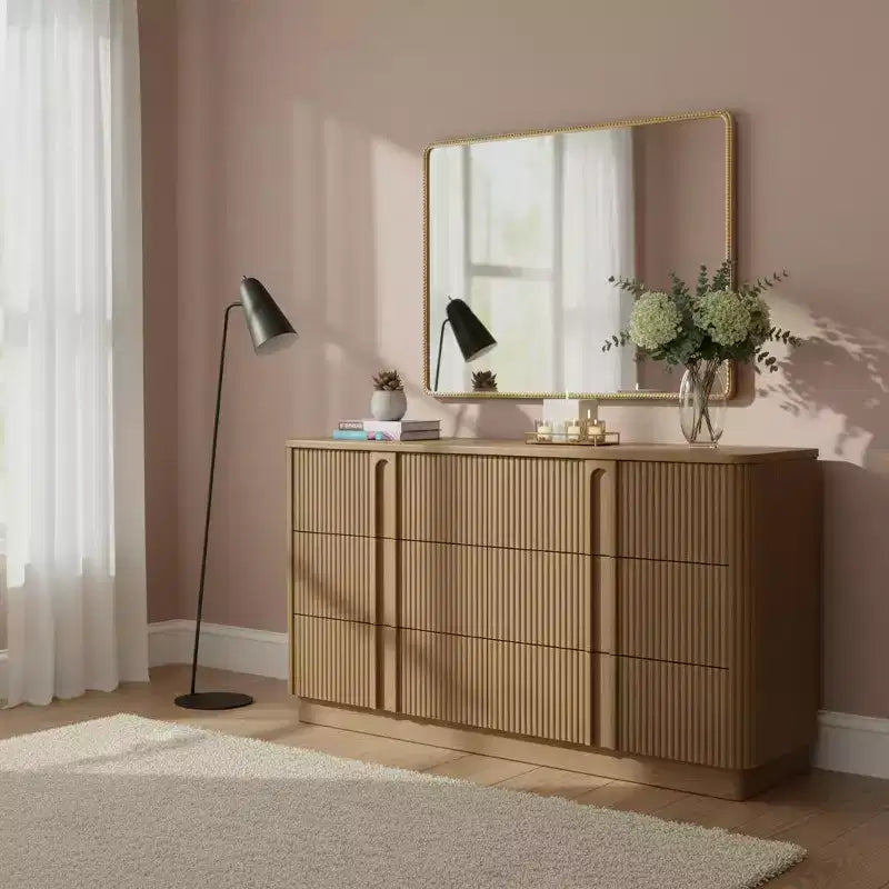 Teamson Home Potomac Commode à 6 tiroirs en bois massif de style bohème moderne avec rangement profond, ouverture par pression et bords arrondis