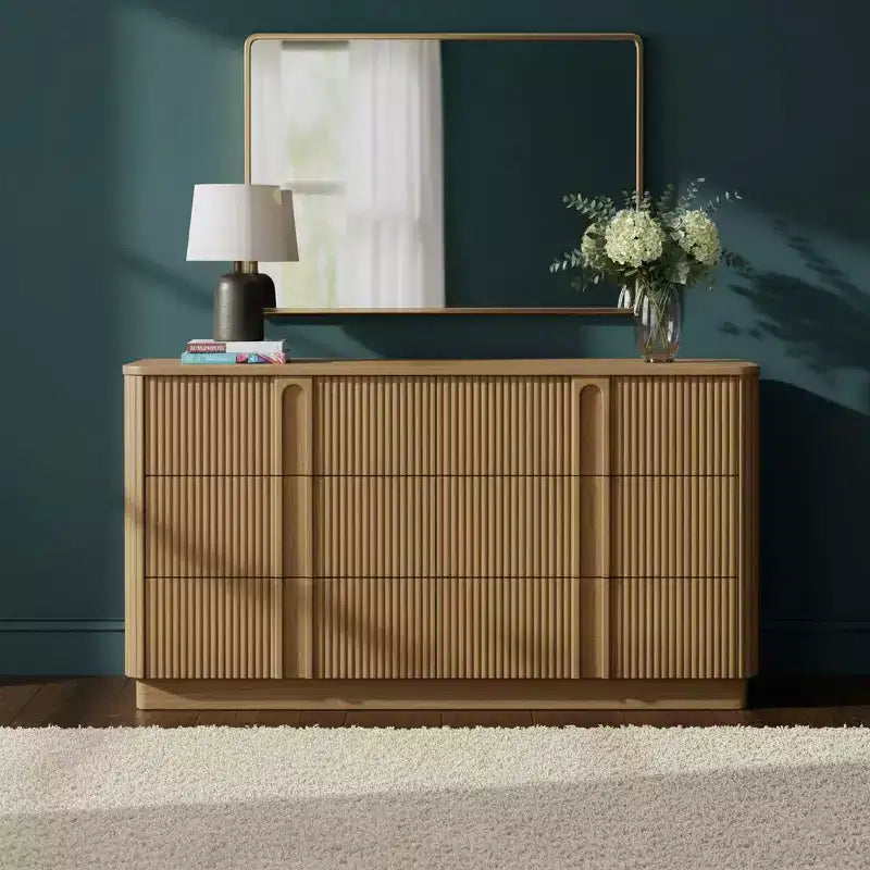Teamson Home Potomac Commode à 6 tiroirs en bois massif de style bohème moderne avec rangement profond, ouverture par pression et bords arrondis