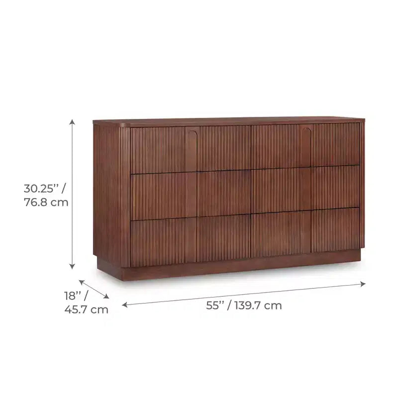 Teamson Home Potomac Commode à 6 tiroirs en bois massif de style bohème moderne avec rangement profond, ouverture par pression et bords arrondis