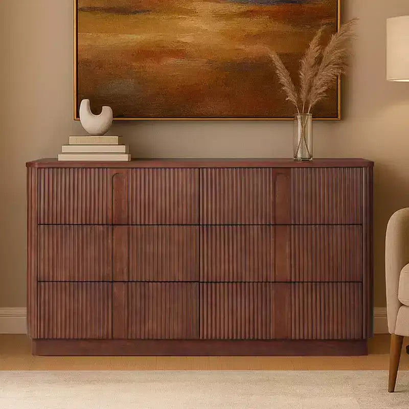 Teamson Home Potomac Commode à 6 tiroirs en bois massif de style bohème moderne avec rangement profond, ouverture par pression et bords arrondis