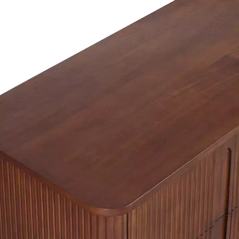 Teamson Home Potomac Commode à 6 tiroirs en bois massif de style bohème moderne avec rangement profond, ouverture par pression et bords arrondis