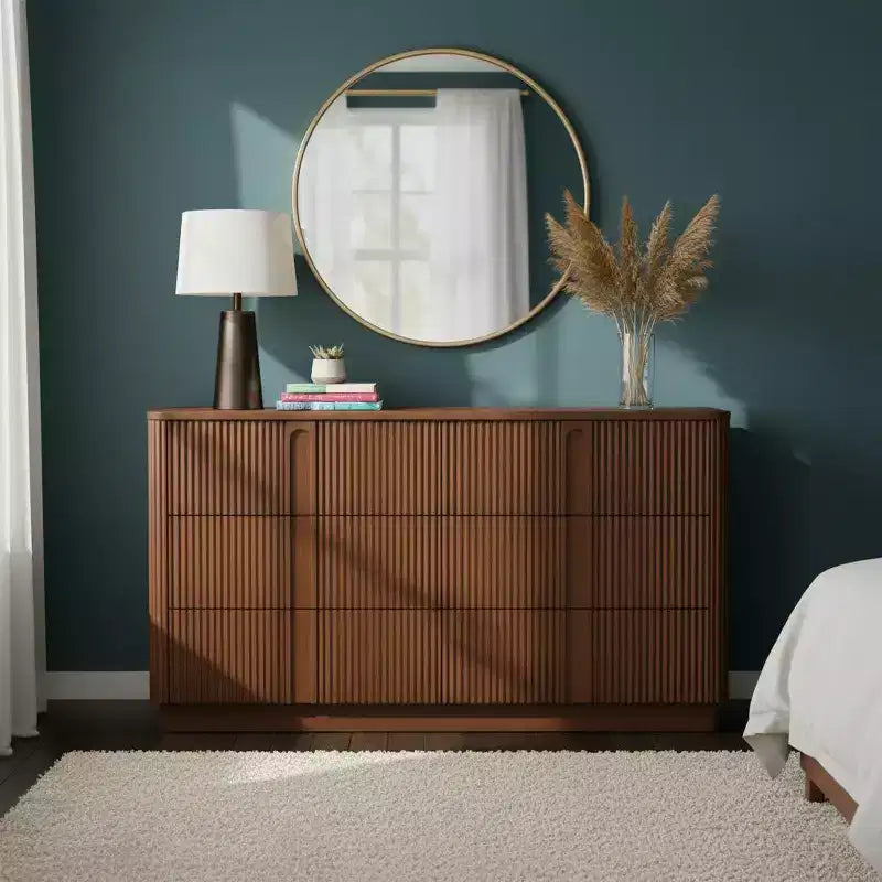 Teamson Home Potomac Commode à 6 tiroirs en bois massif de style bohème moderne avec rangement profond, ouverture par pression et bords arrondis