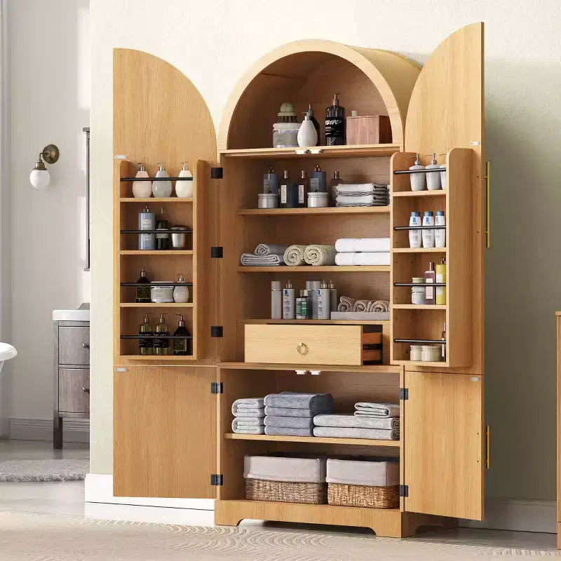 Vaisselier de Cuisine Autoportant en Arche de 72 Po avec Étagères Réglables et Tiroir Caché pour Cuisine, Salle à Manger ou Salon-Panipeachy