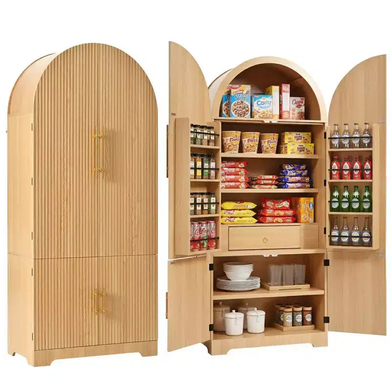 Vaisselier de Cuisine Autoportant en Arche de 72 Po avec Étagères Réglables et Tiroir Caché pour Cuisine, Salle à Manger ou Salon-Panipeachy