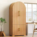 72 Tall Arched Freestanding Kitchen Pantry Cabinet with Adjustable Shelves & Hidden Drawer for Kitchen, Dining Room, or Living Room-Panipeachy