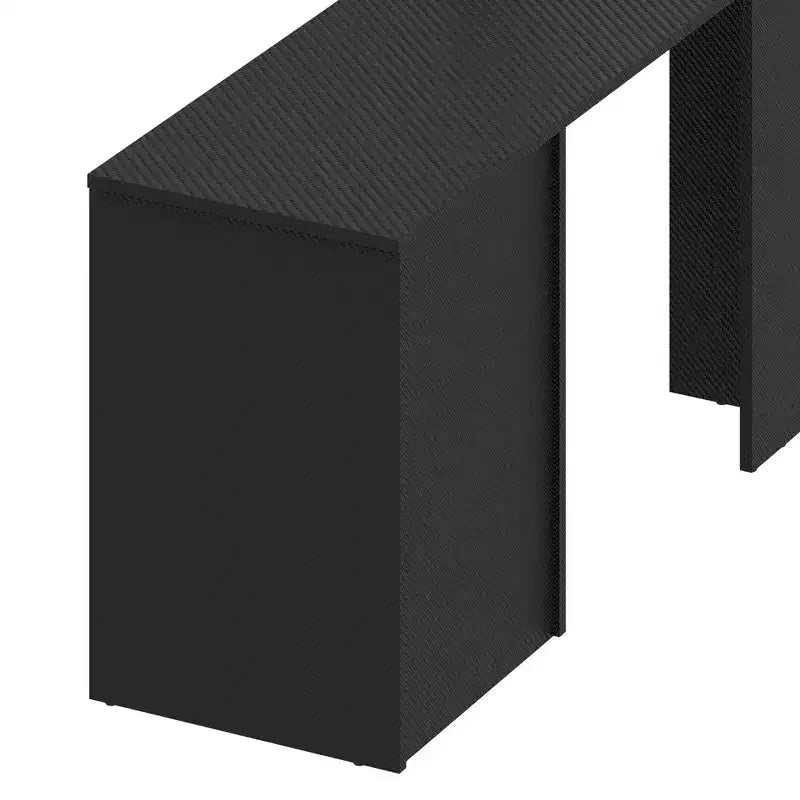 Bureau d'angle en U pour ordinateur et jeux avec tiroirs, étagères de rangement et étagère de rangement pour disques vinyles, noir