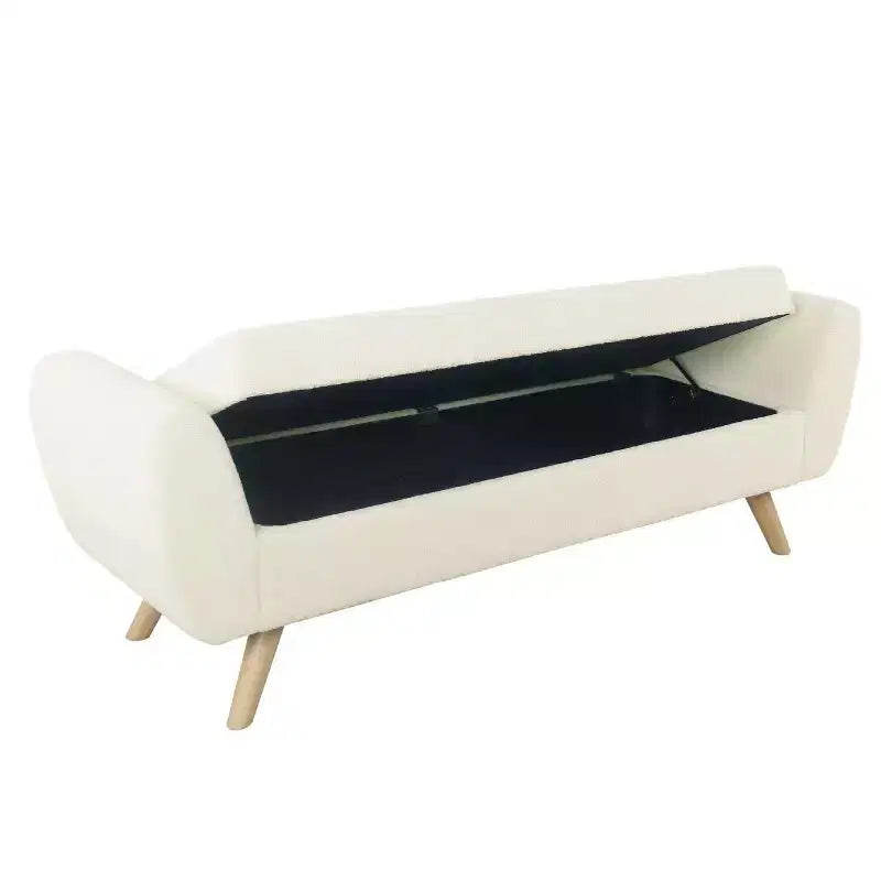 Banc de rangement ottoman de 152 cm, banc en tissu tressé avec accoudoirs, compartiment de rangement à couvercle relevable, ottoman de rangement pour salon, chambre, entrée