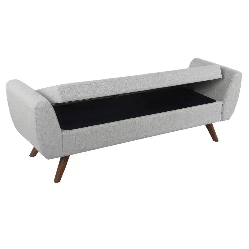 Banc de rangement ottoman de 152 cm, banc en tissu tressé avec accoudoirs, compartiment de rangement à couvercle relevable, ottoman de rangement pour salon, chambre, entrée