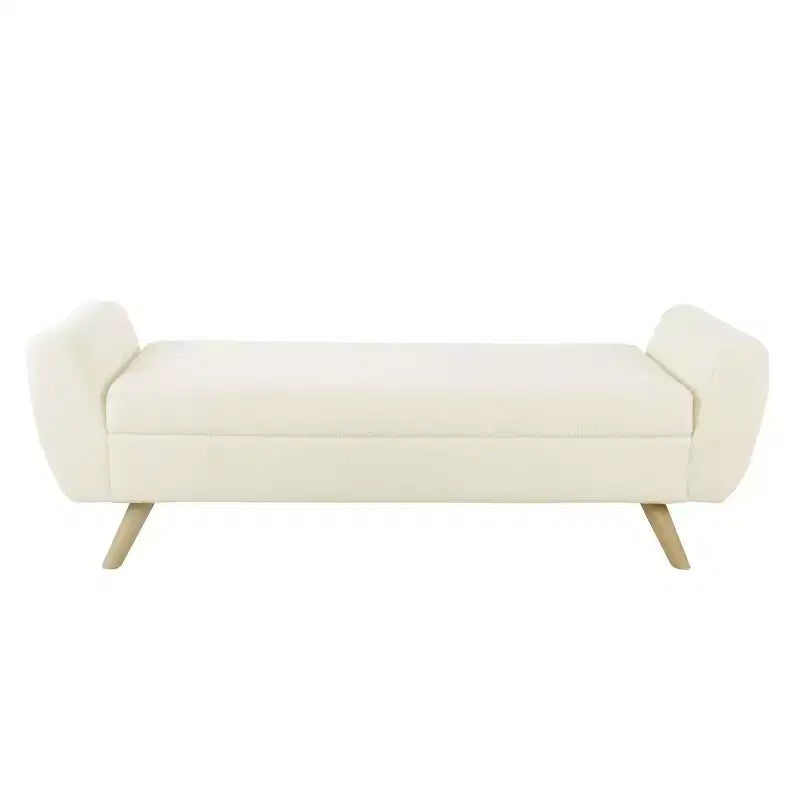 Banc de rangement ottoman de 152 cm, banc en tissu tressé avec accoudoirs, compartiment de rangement à couvercle relevable, ottoman de rangement pour salon, chambre, entrée