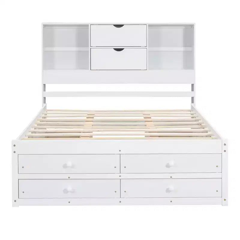 Lit plateforme Luxystar en bois avec tête de lit de rangement et 8 tiroirs