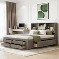 Luxystar Wood Platform Bed with Storage Headboard and 8 Drawers