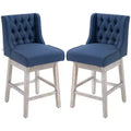 Swivel Bar Stools Set of 2, 27 Counter Height Stools with Linen Upholstery and Button Tufted Design for Kitchen