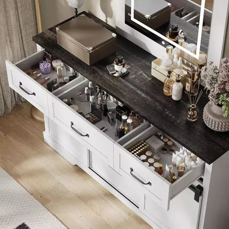 Commode Acekool Farmhouse à 6 tiroirs avec portes coulissantes de grange, organisateur rustique et meuble TV pour chambre à coucher, salon