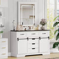 Acekool Farmhouse 6 Drawer Dresser with Sliding Barn Doors, Rustic Chest & TV Stand Organizer for Bedroom, Living Room