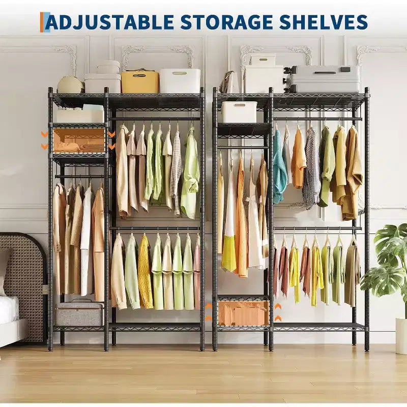 Portant à vêtements indépendant pour armoire de dortoir, système de penderie portable à 4 niveaux non encastré, capacité de charge maximale de 800 livres