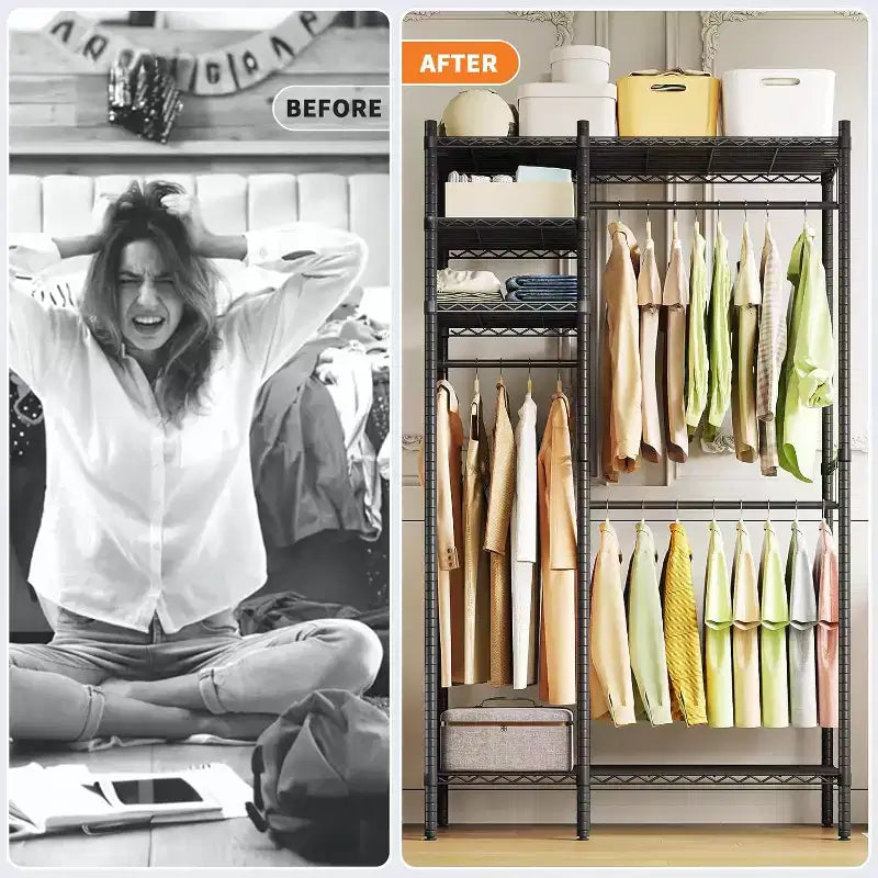 Portant à vêtements indépendant pour armoire de dortoir, système de penderie portable à 4 niveaux non encastré, capacité de charge maximale de 800 livres
